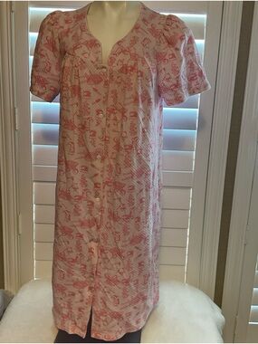 White Stag Pink Printed Button-Front Nightgown
